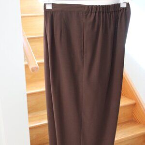 Norton McNaughton VTG Women Pants SZ 1X Brown Flat Front Back Elastic Waist Rela